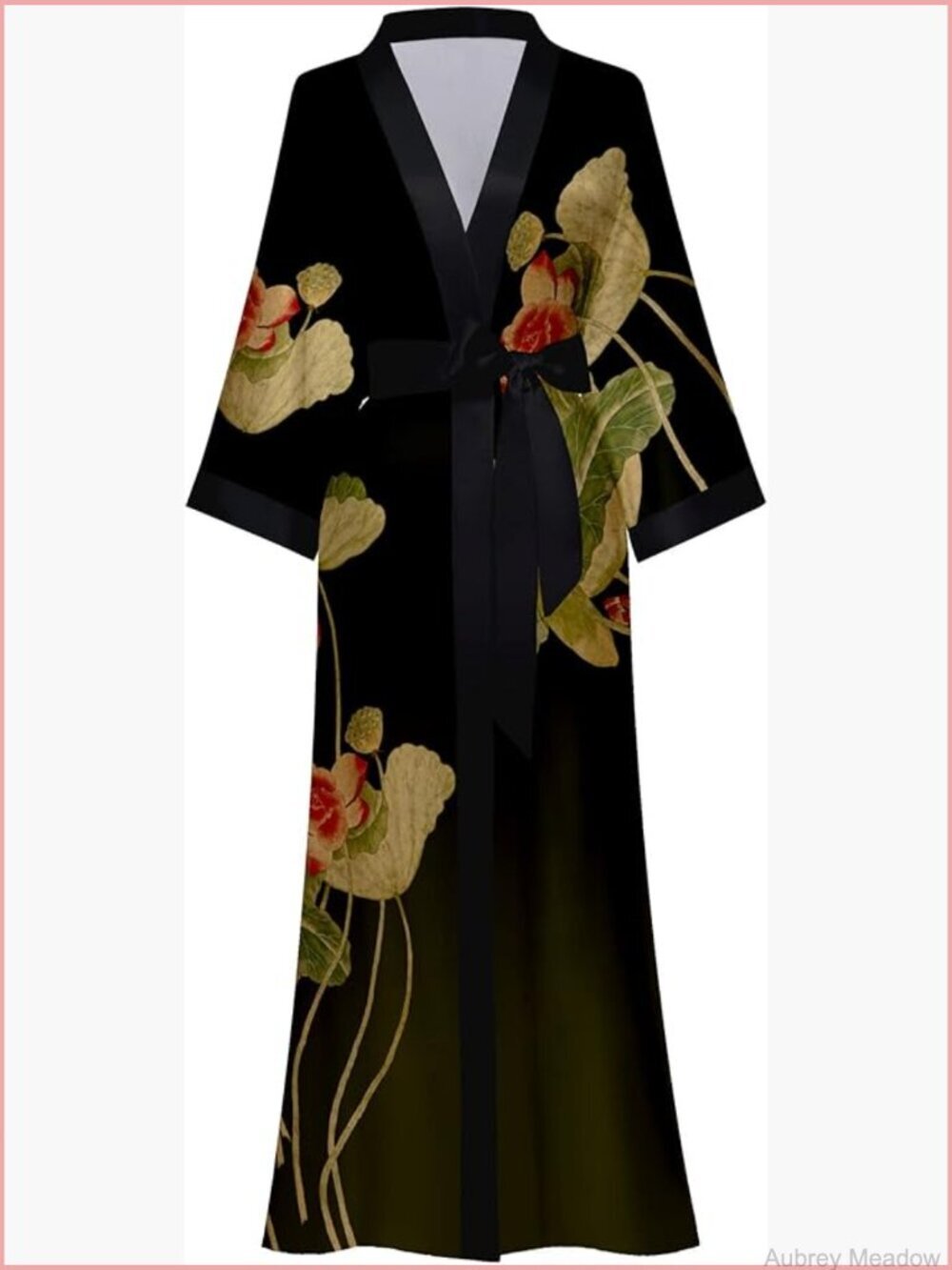 Long Satin Kimono Robe Silk Bathrobe Cover Up One Size